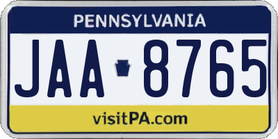 PA license plate JAA8765