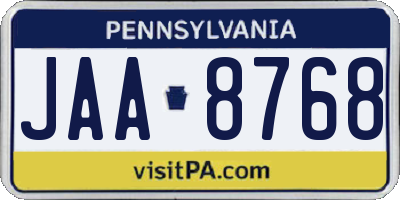 PA license plate JAA8768