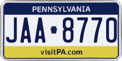 PA license plate JAA8770