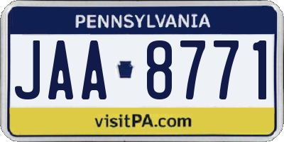 PA license plate JAA8771