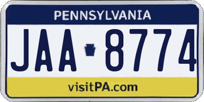 PA license plate JAA8774