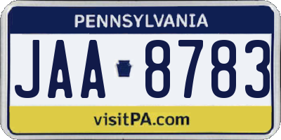 PA license plate JAA8783