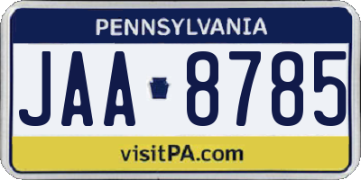 PA license plate JAA8785