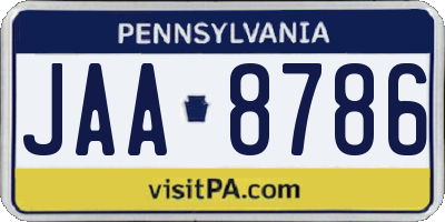 PA license plate JAA8786