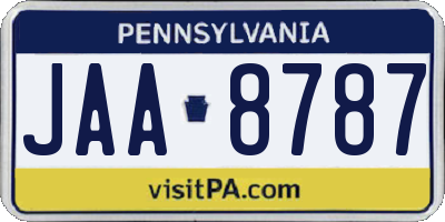 PA license plate JAA8787