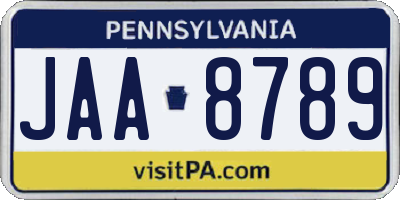 PA license plate JAA8789