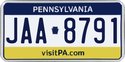 PA license plate JAA8791