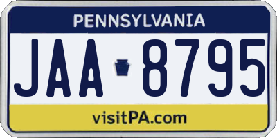 PA license plate JAA8795