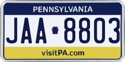 PA license plate JAA8803