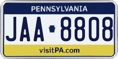 PA license plate JAA8808