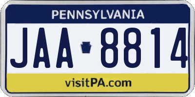 PA license plate JAA8814