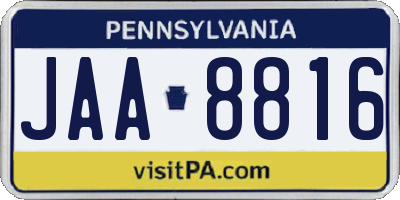 PA license plate JAA8816