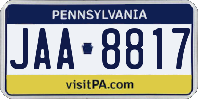 PA license plate JAA8817