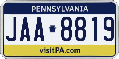 PA license plate JAA8819