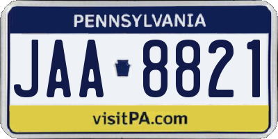 PA license plate JAA8821