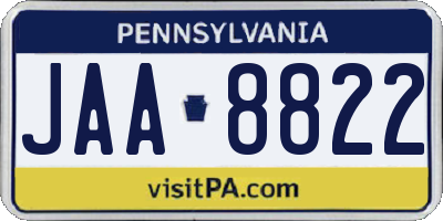 PA license plate JAA8822