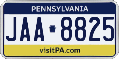 PA license plate JAA8825