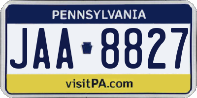 PA license plate JAA8827