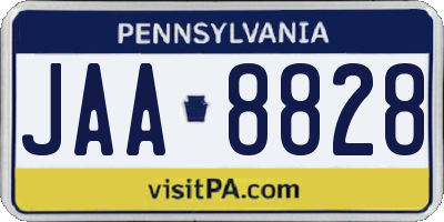 PA license plate JAA8828