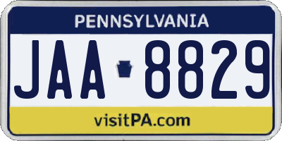 PA license plate JAA8829