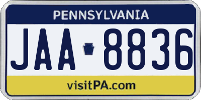 PA license plate JAA8836