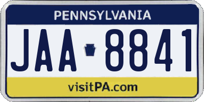 PA license plate JAA8841