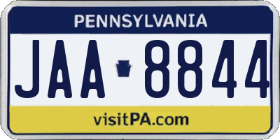 PA license plate JAA8844