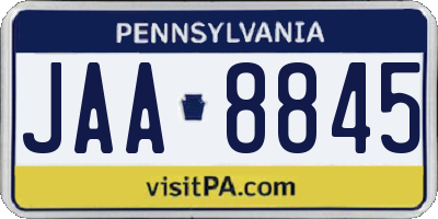 PA license plate JAA8845