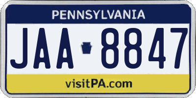 PA license plate JAA8847