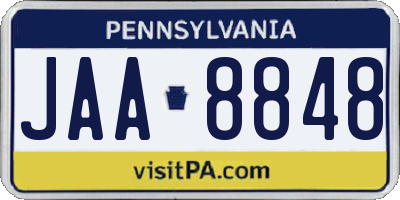 PA license plate JAA8848