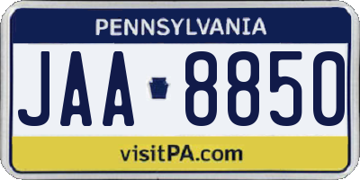 PA license plate JAA8850