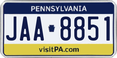 PA license plate JAA8851