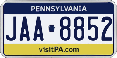 PA license plate JAA8852