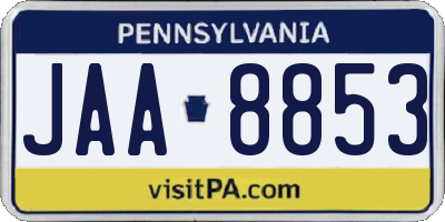 PA license plate JAA8853