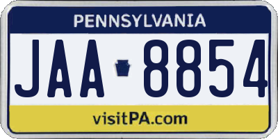 PA license plate JAA8854