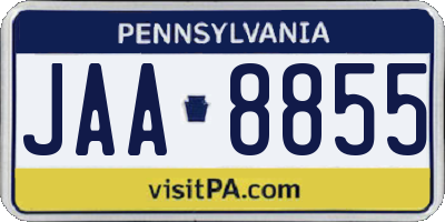 PA license plate JAA8855