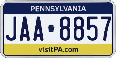 PA license plate JAA8857