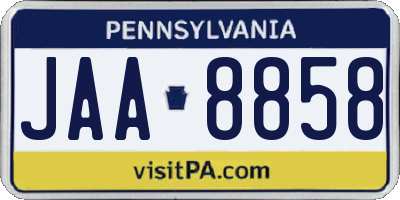 PA license plate JAA8858