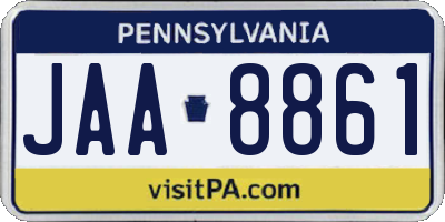 PA license plate JAA8861