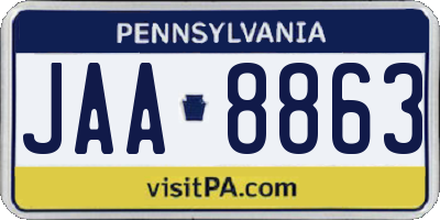 PA license plate JAA8863