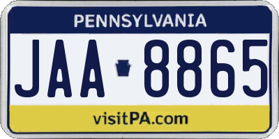 PA license plate JAA8865