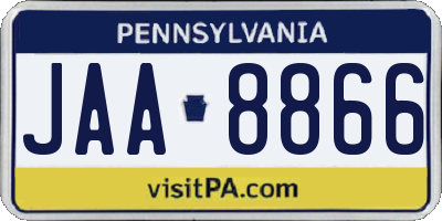 PA license plate JAA8866