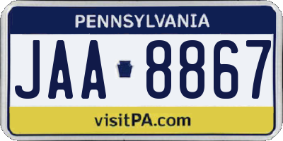 PA license plate JAA8867