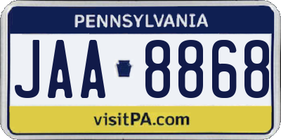 PA license plate JAA8868