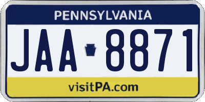 PA license plate JAA8871