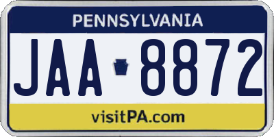 PA license plate JAA8872