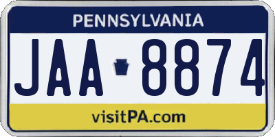 PA license plate JAA8874