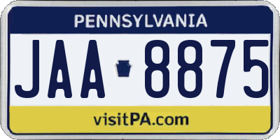 PA license plate JAA8875