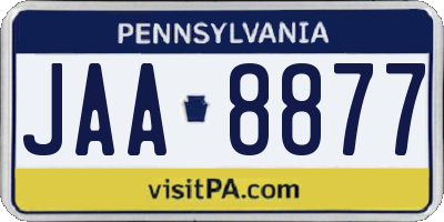 PA license plate JAA8877