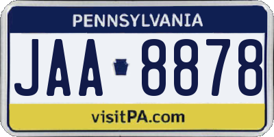 PA license plate JAA8878